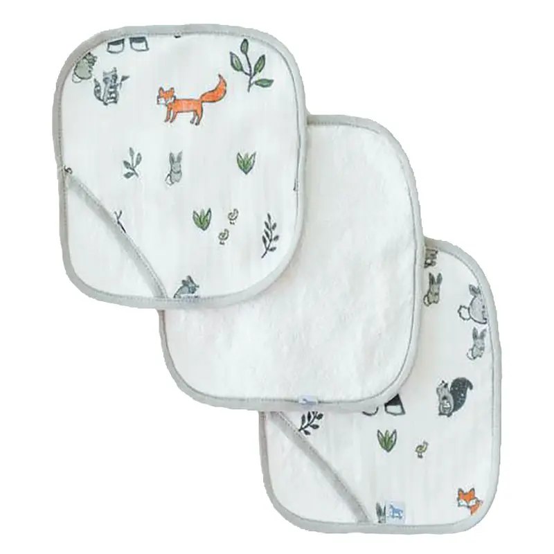 WASH CLOTH 3 PK: FOREST FRIENDS