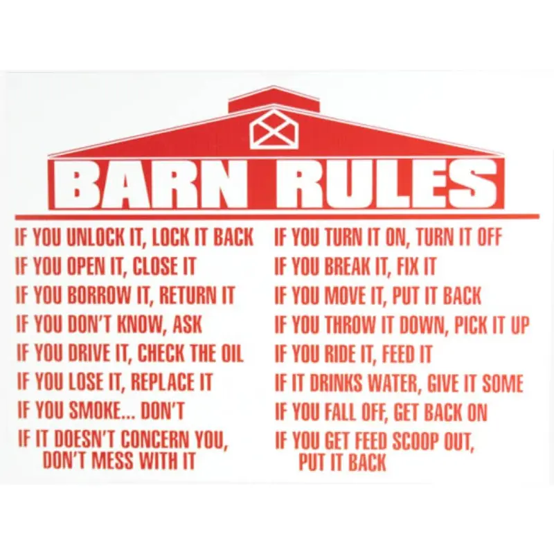 18"x24" Barn Rules Sign