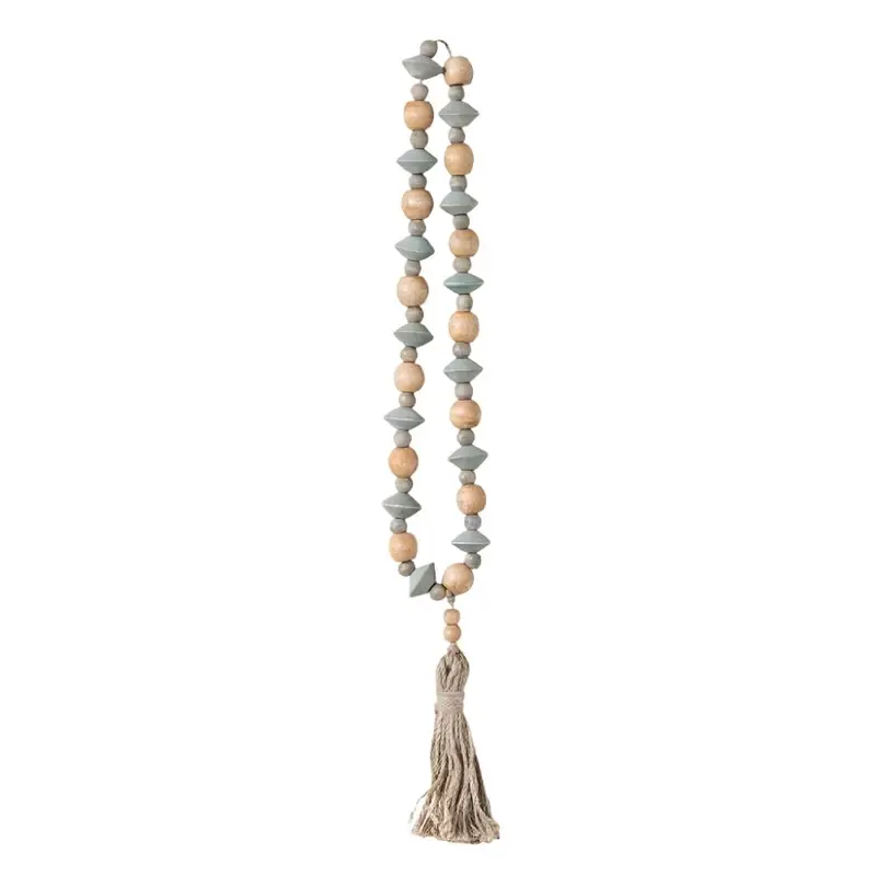 Abaca Wood Bead Strand with Tassel