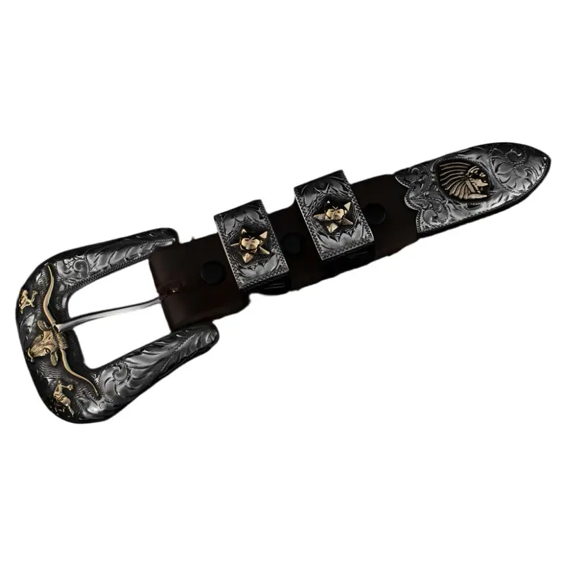 Comstock Heritage Longhorn Buckle Set with Stars & Chief Head