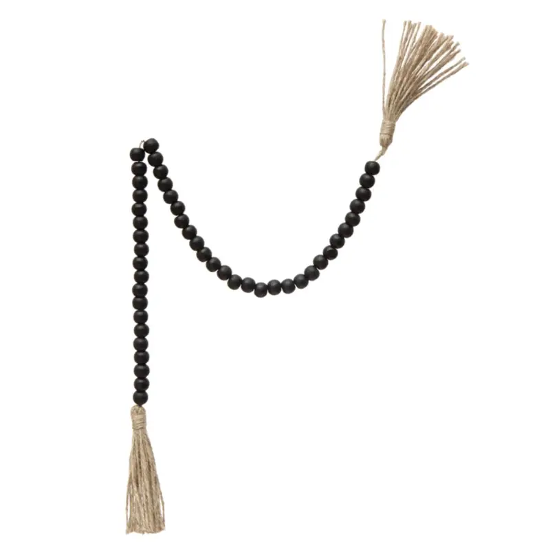 Creative Co-op 28'' Wood Bead Garland with Jute Tassels