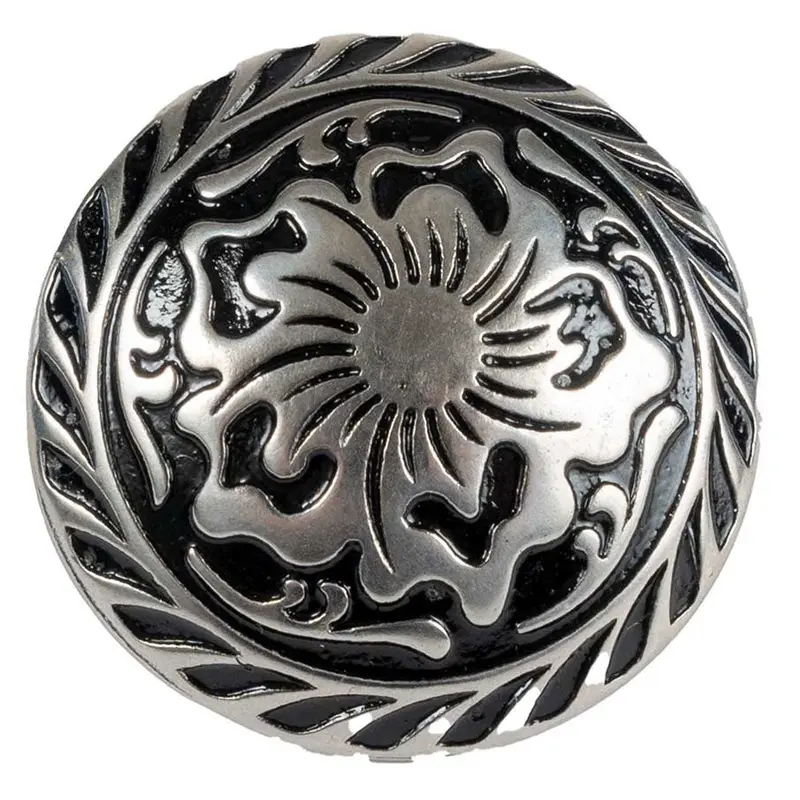 Silver & Black Floral Concho with Wood Screws