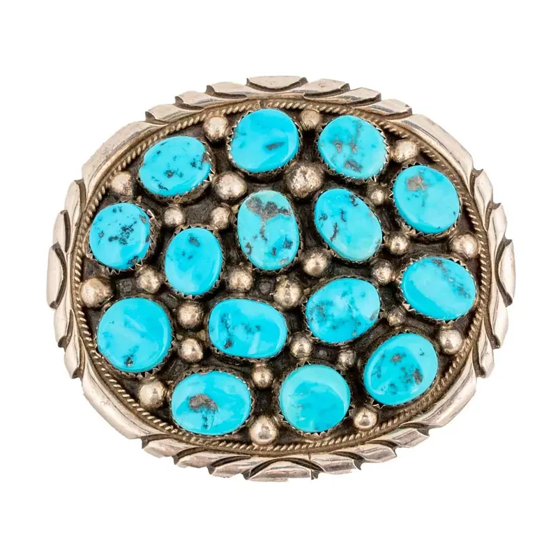 Tommy Moore Kingsman Sterling Silver Belt Buckle with Turquoise