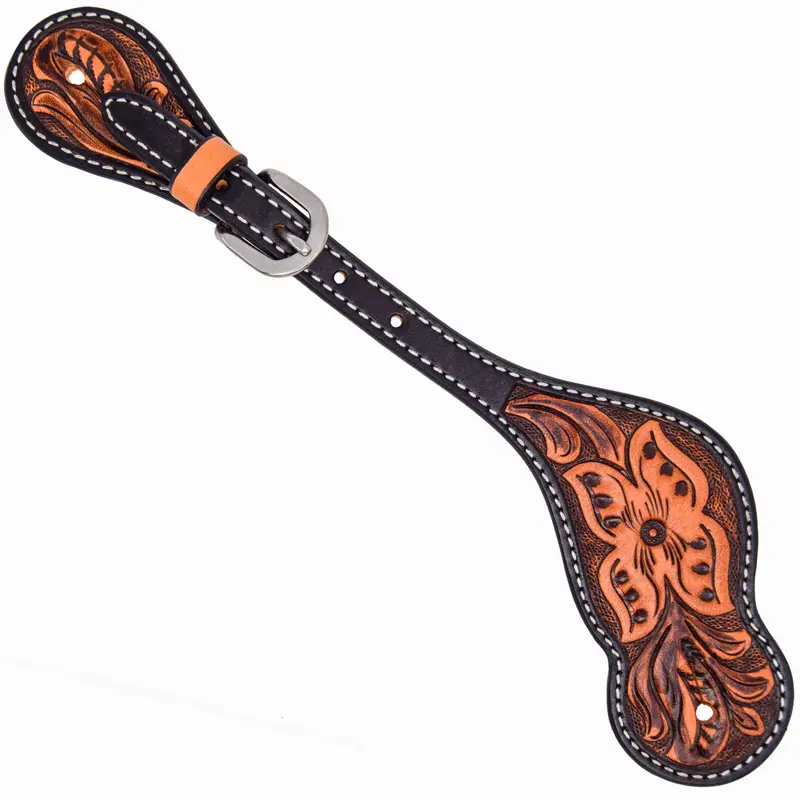 Weaver Mens Turquoise Cross Floral Tooled Spur Straps