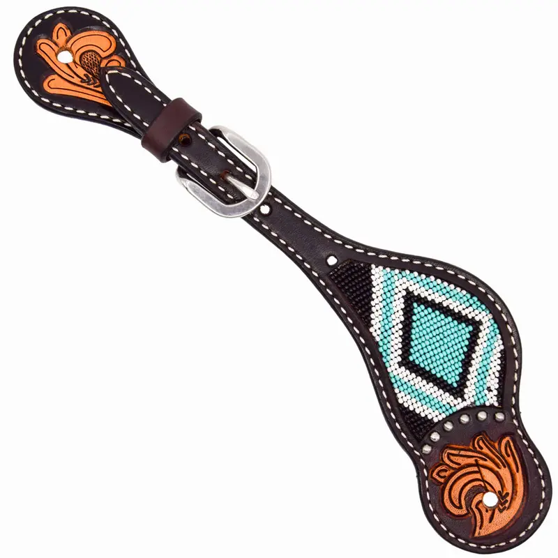 Weaver Turquoise Cross Turquoise Beaded Ladies Spur Straps