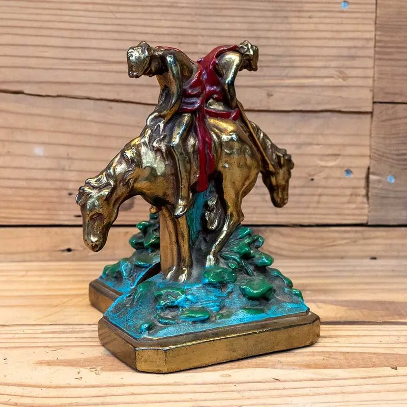 Western Mounted Rider Bronze Bookends