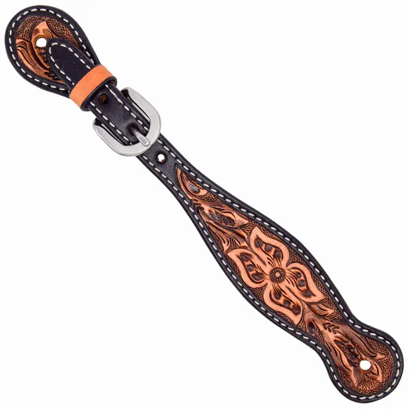 Weaver Turquoise Cross Floral Tooled Ladies Spur Straps