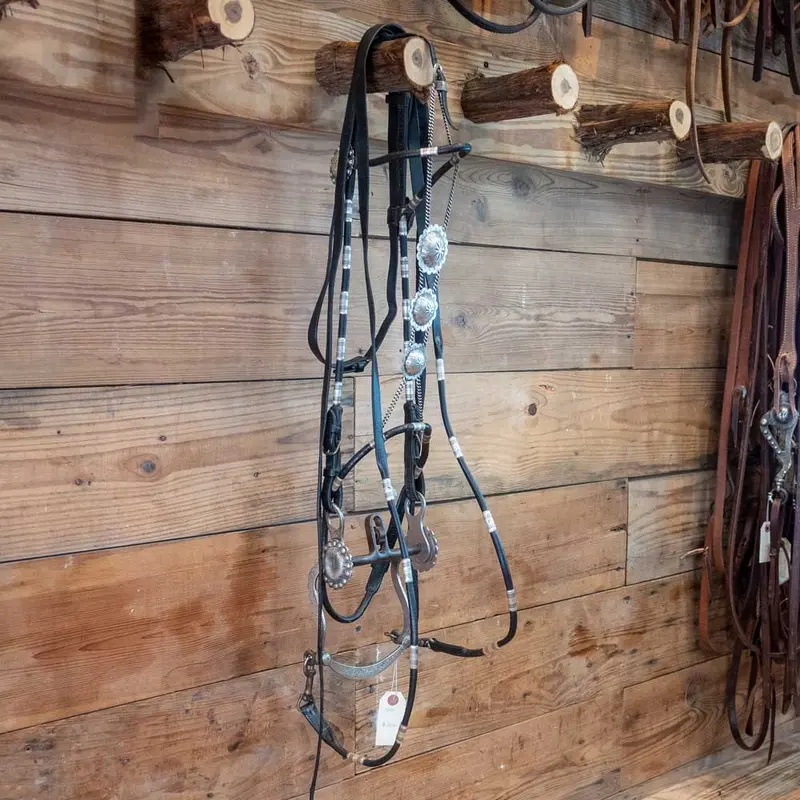 Vintage "Parade Style" Horse Bridle and Bit Accented in Silver
