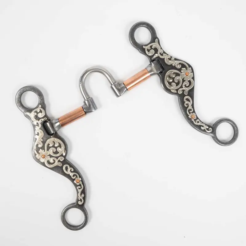 Aged Steel Copper Correction Bit w/German Silver Floral Accents
