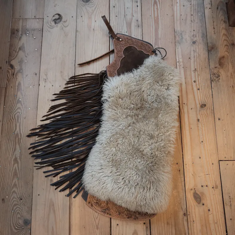 Tooled Thick Angora Woolie Chaps