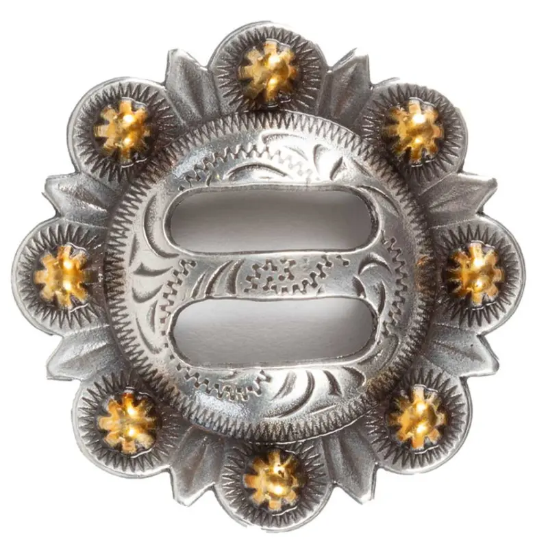 Antique with Gold Dots Floral Slotted Concho