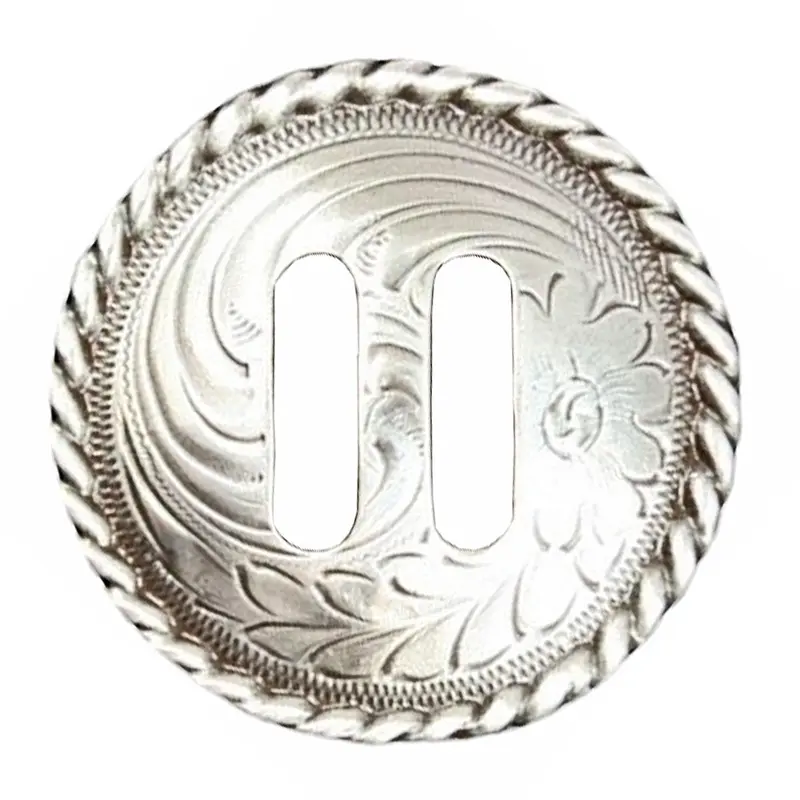 Bright Silver Rope Edge Slotted Concho