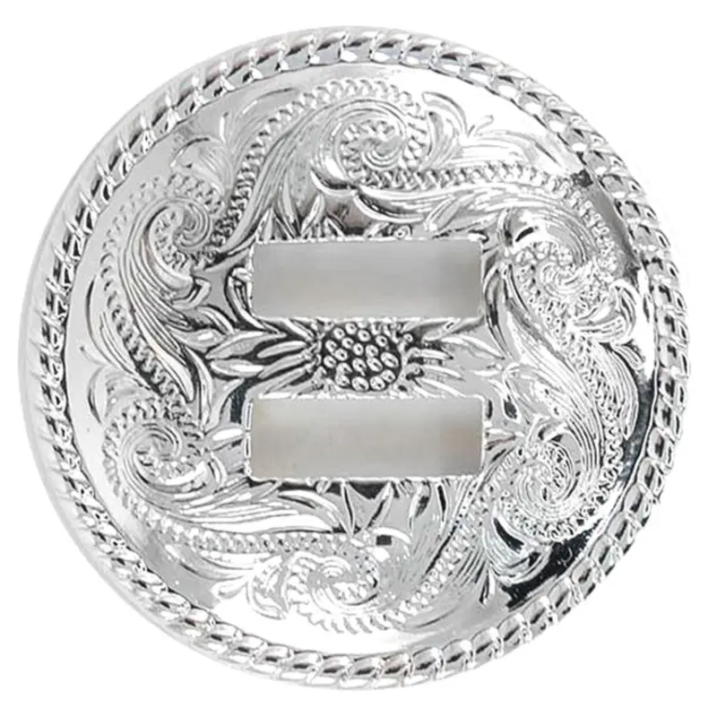 Shiny Silver Rope Border Slotted Concho