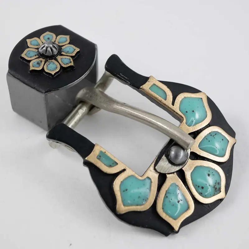 Turquoise Flower Buckle w/Keeper