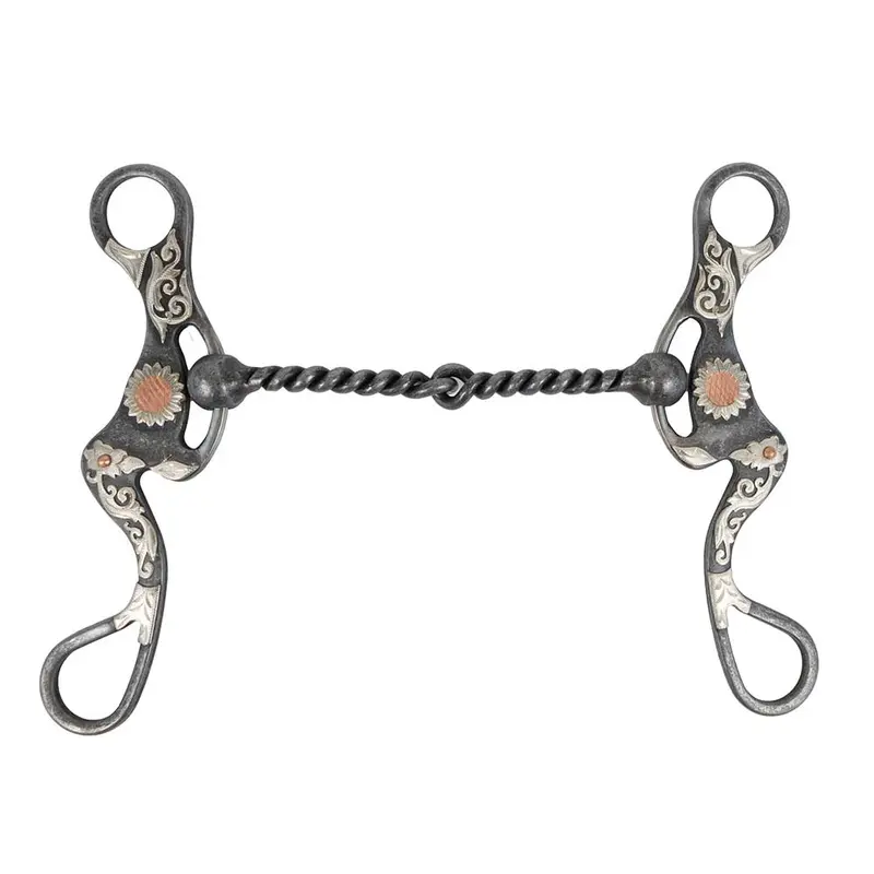 Aged Steel Twisted Snaffle with Floral Accents