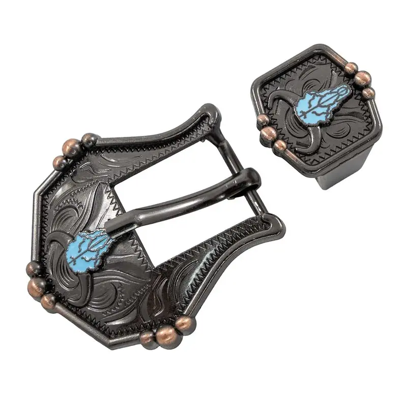 Antique Buckle w/Turquoise Cow Skull