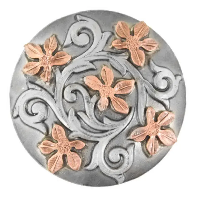 Antique Copper Flower Scroll Concho