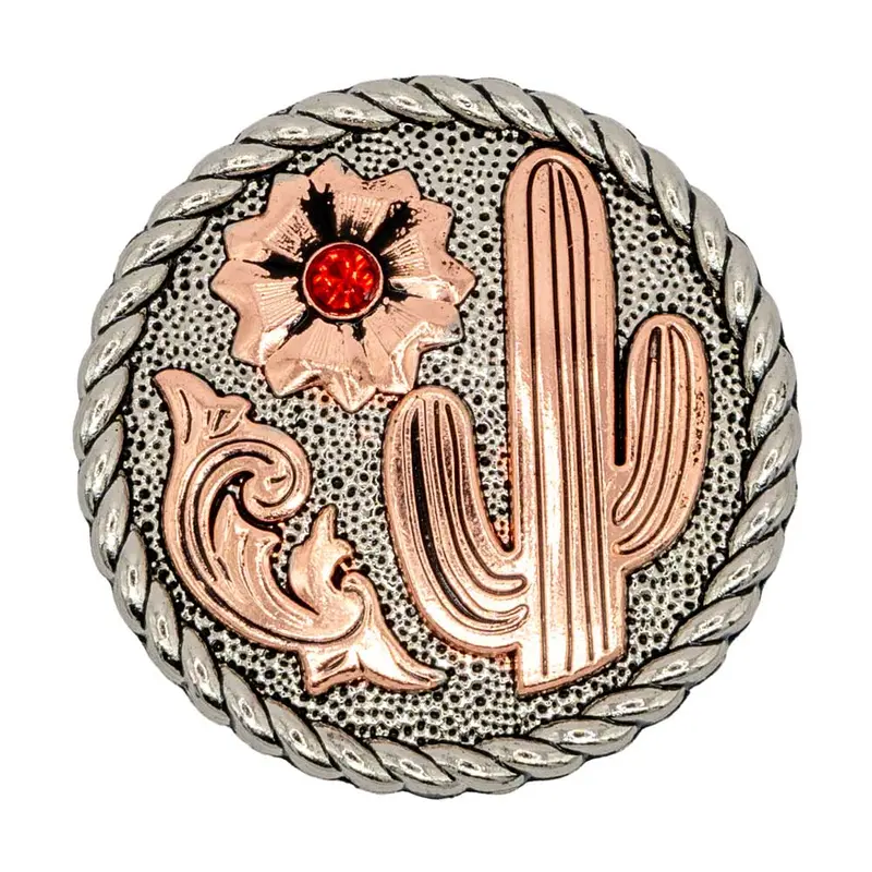 Two Tone Copper Cactus Concho w/Red Stone