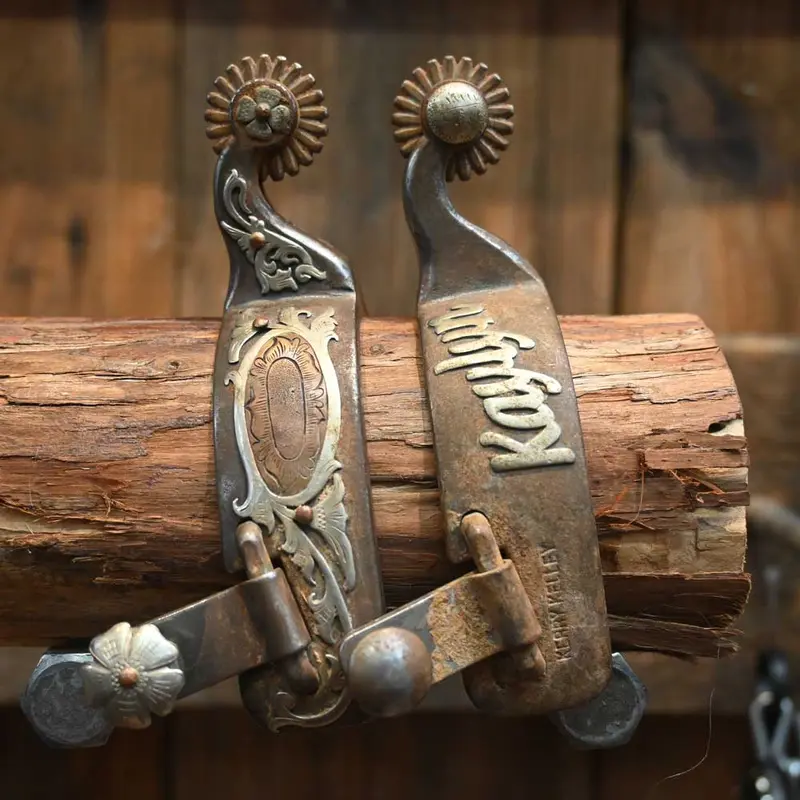 Used Kerry Kelley Silver and Copper Mounted Spurs