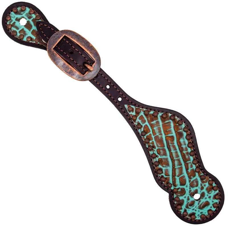Weaver Turquoise Crocodile Spur Straps