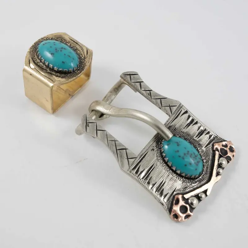 Turquoise Stone Buckle With Keeper
