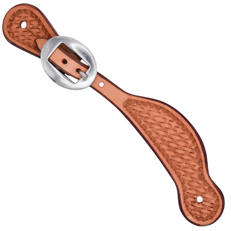 Teskey's Youth Basket Stamped Contoured Spur Straps