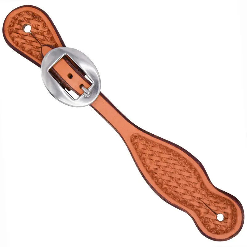 Teskey's Youth Basket Stamped Teardrop Spur Straps