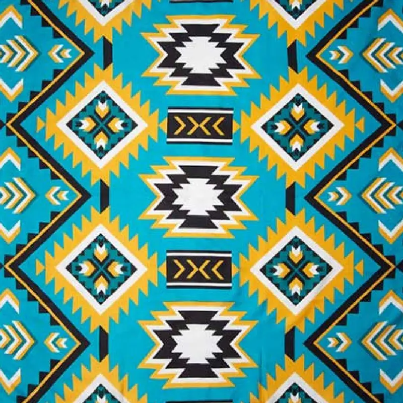 #1 Teal/Gold Southwest Silk Scarf