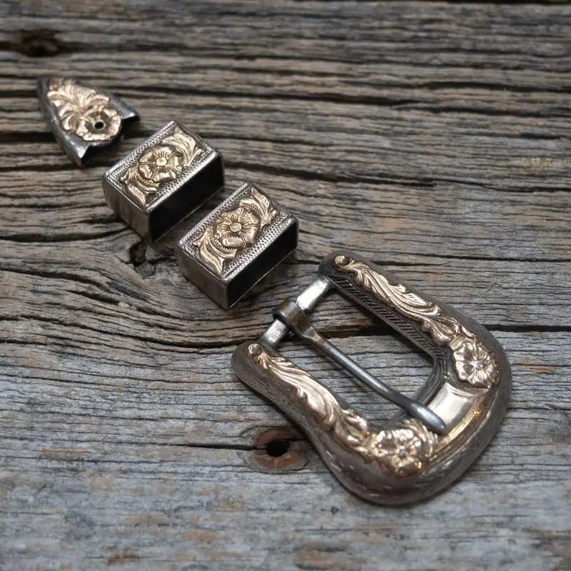 Vintage Sterling 4pc. Belt Buckle Set