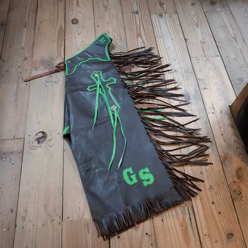 Used Green & Black Adult Rodeo Chaps