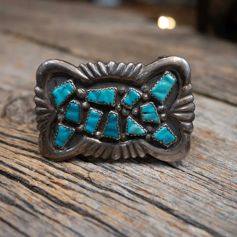 G&L Leekity 1950's SS & Turquoise Belt Buckle