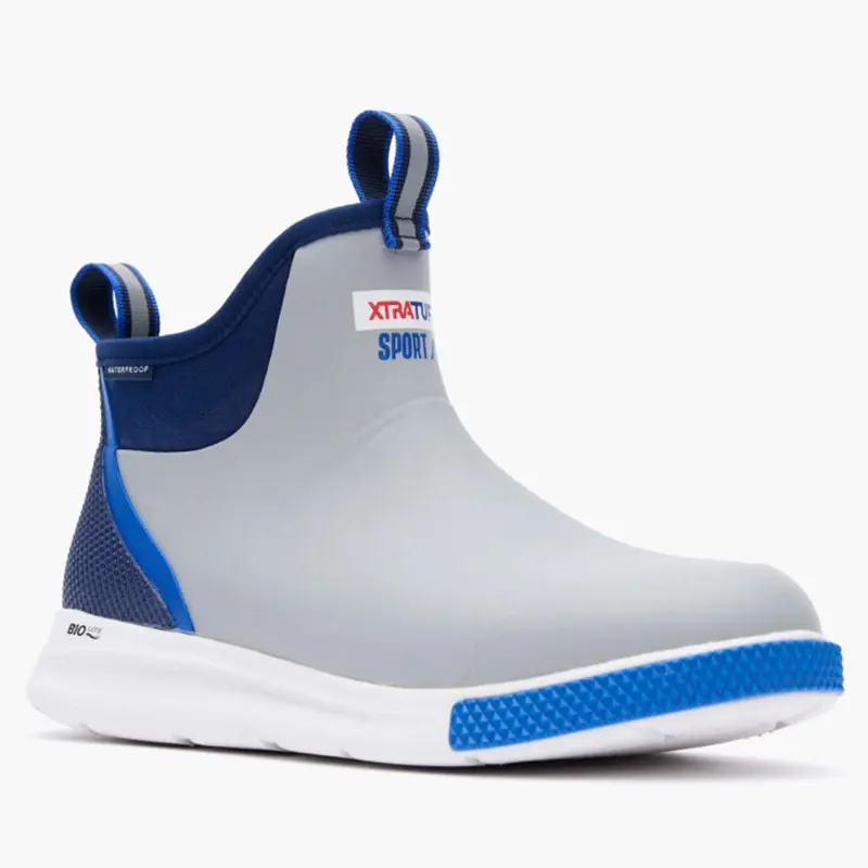 XTRATUF Men's Grey/Blue Tailgate Ankle Deck Sport Boot