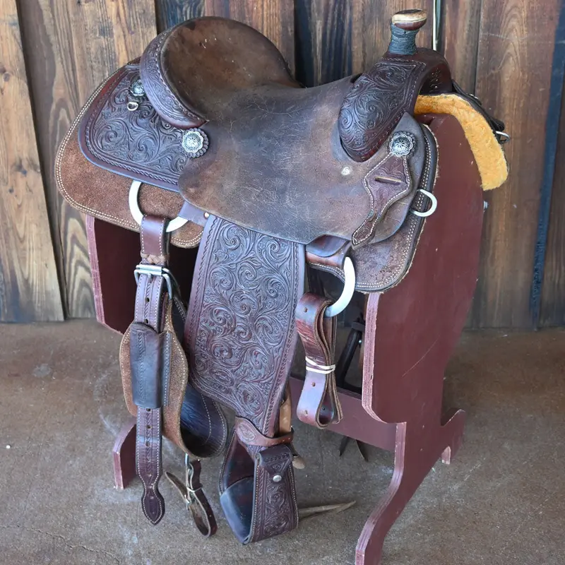 15" USED TESKEY'S CALF ROPING SADDLE