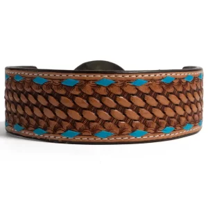 Basket Weave Collar With Turquoise Buckstitch