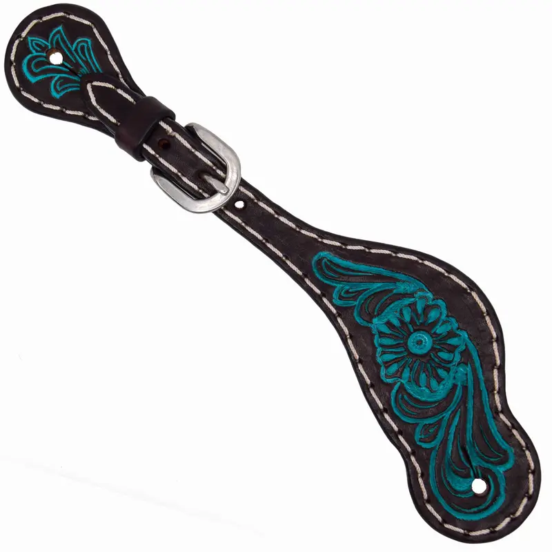 Weaver Turquoise Cross Carved Turquoise Flower Ladies Spur Straps