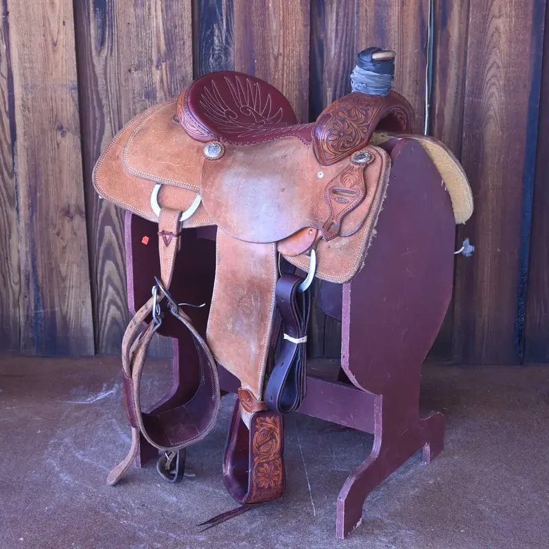 14" USED JEFF SMITH TEAM ROPING SADDLE