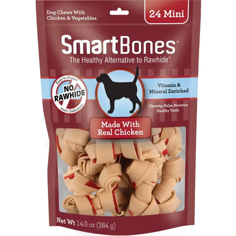 SmartBones Mini Chicken Chew Bone Dog Treats, 24 count