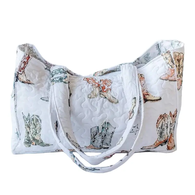 Thunderbird Boots Neutral Quilted Tote