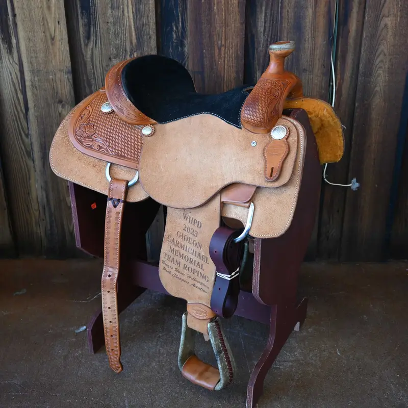14" USED TESKEY'S COMPETITION SERIES TEAM ROPING SADDLE