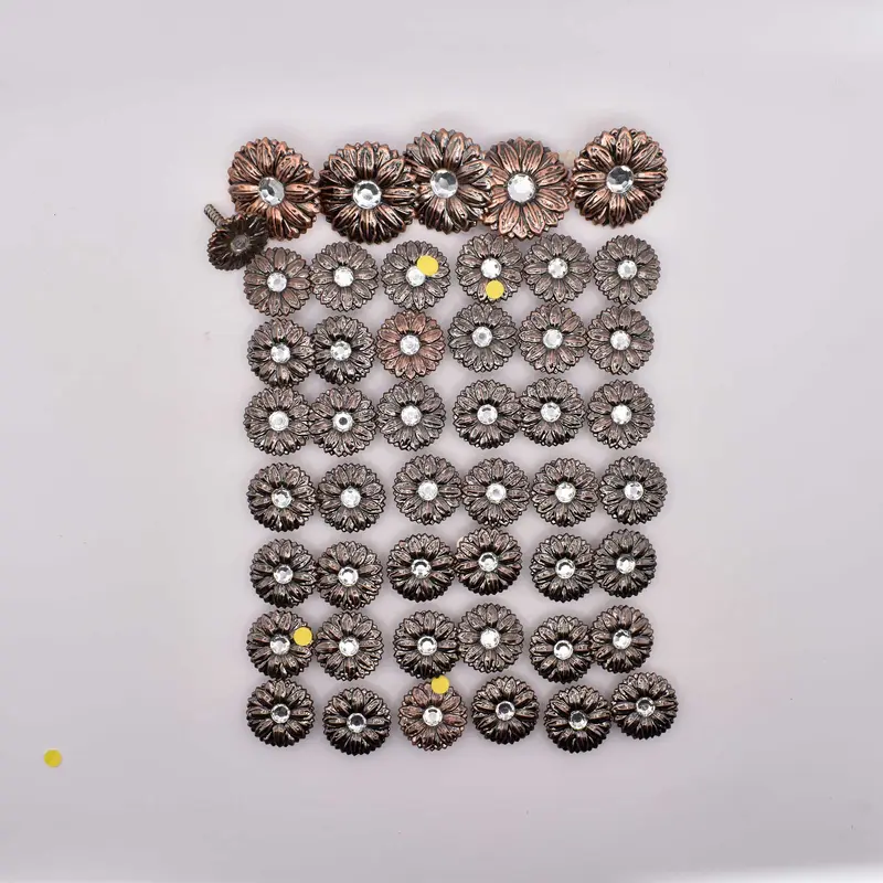 NEW Brass Rhinestone Sunflower Concho Set of 48