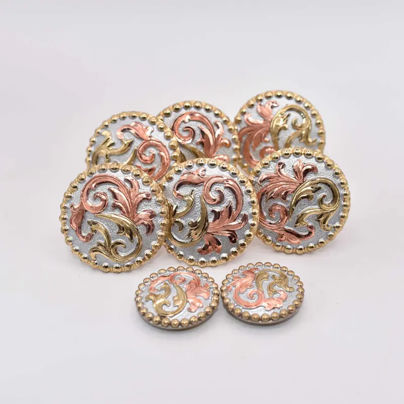 NEW Gold With Pink Floral Silver Concho Set Of 8