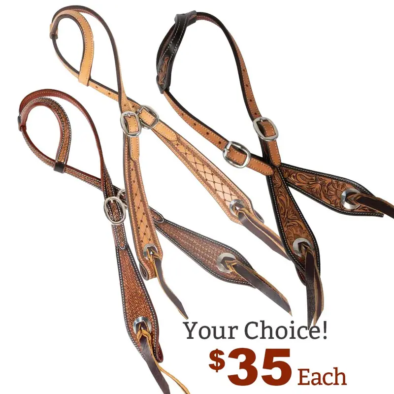 NEW Teskey's 3/4" Tooled One Ear Headstall