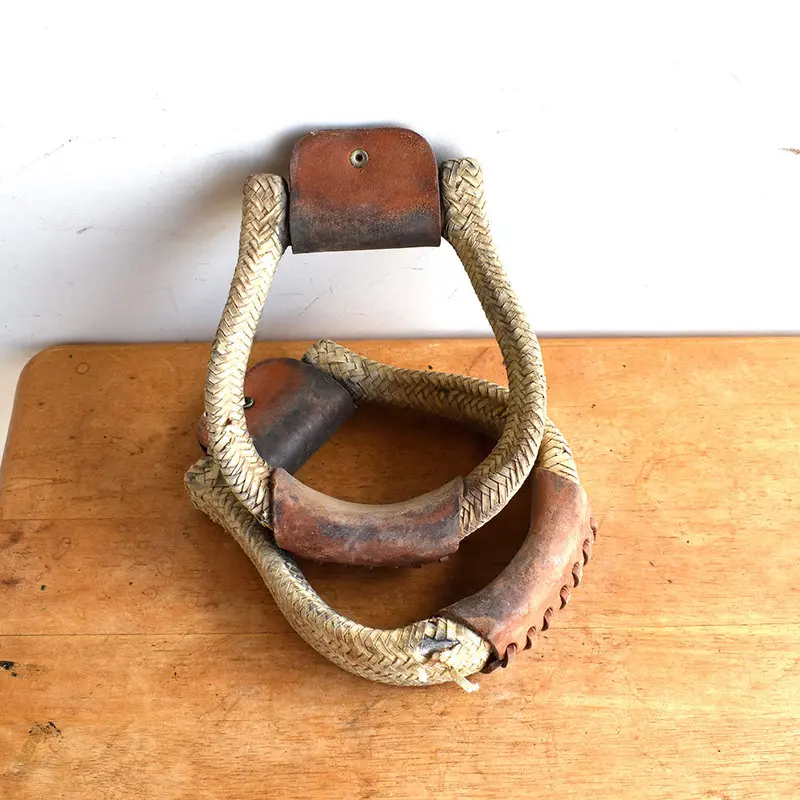 Used Braided Rawhide Covered Oxbow Stirrups