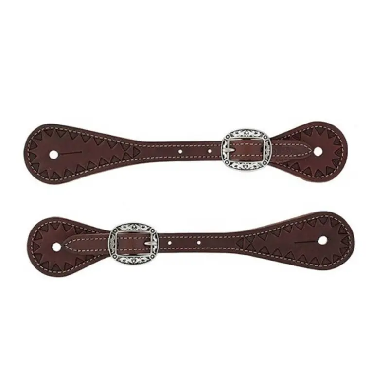 Weaver Youth Hand Tooled Triangle Border Spur Straps