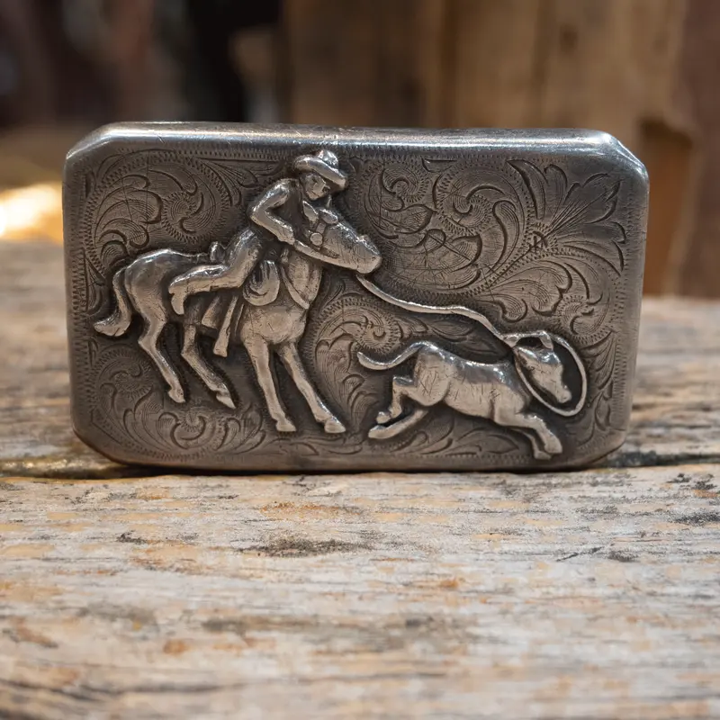 Early 50's Bohlin Calf Roping Buckle made of Sterling Silver