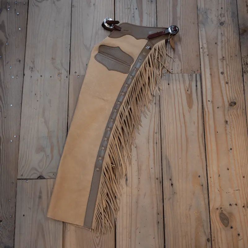 Small Youth Shotgun Chaps with Cheetah Print Lacing