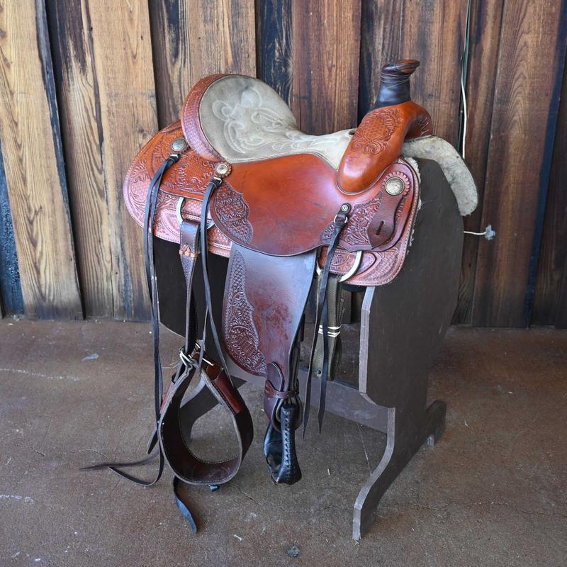 15" USED SANTA FE TEAM ROPING SADDLE