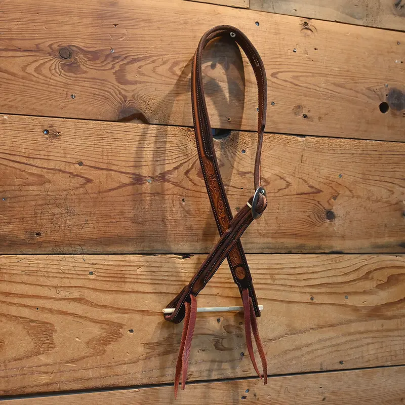 Ross Bullinger Handmade Tooled Pointsetta Split Ear Headstall