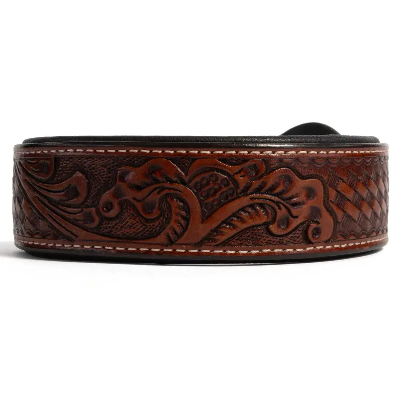 Teskey's Basketweave & Floral Tooled Dog Collar