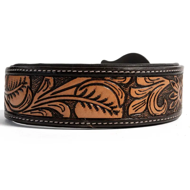 Teskey's Floral Tooled Dog Collar